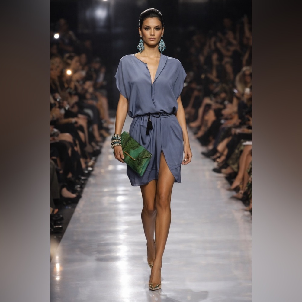 ✨ NWT BCBGMAXAZRIA Runway Adrienne Silk Dress – Chambray ✨